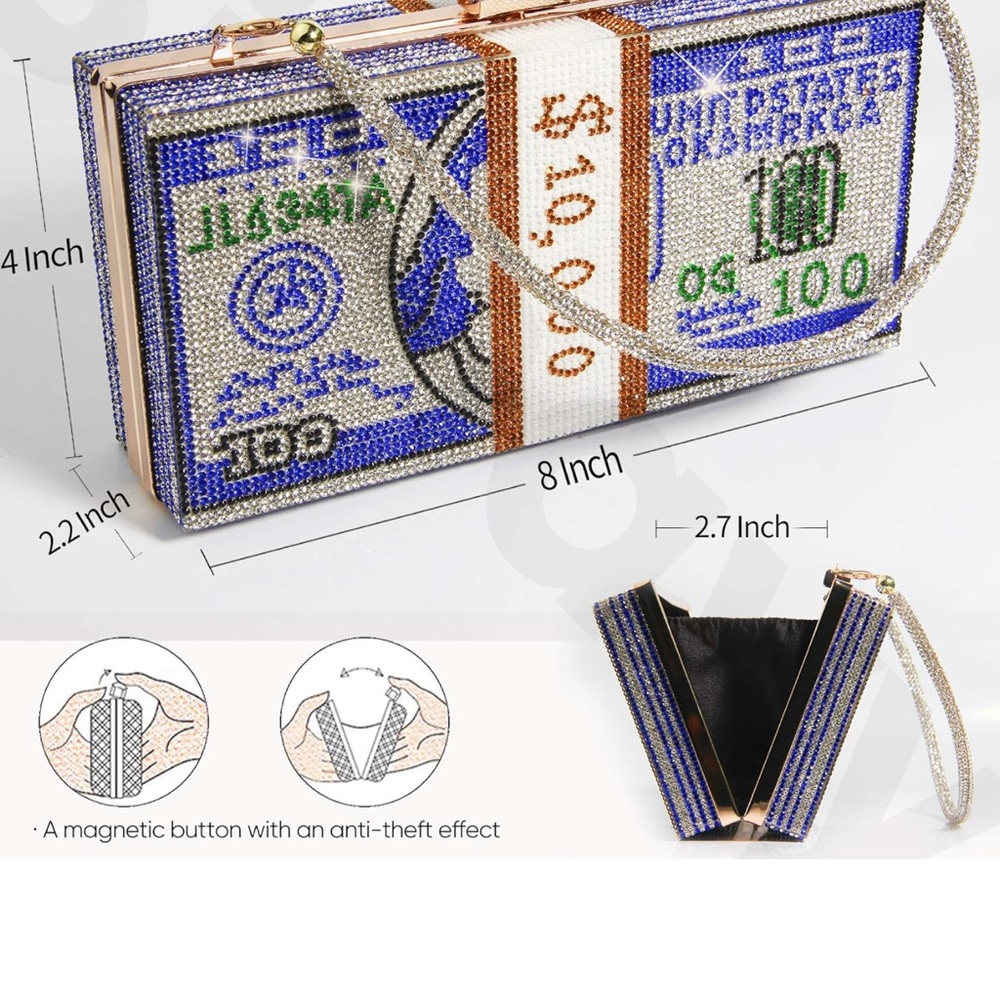 Elegant Blue and Gold Clutch Bag